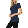 thumbnail image 4 of Womens Basic Cotton Crew Neck Short Sleeve Long Tee Shirt, 4 of 6
