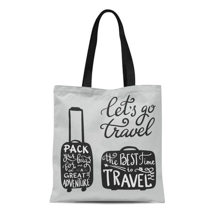 ASHLEIGH Canvas Tote Bag Travel Inspiration on Suitcase Silhouette the Best Time Durable Reusable Shopping Shoulder Grocery (Best Travel Memoirs Of All Time)