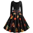 thumbnail image 4 of Vestido HUOGUO Otoño-Navidad con cuello en O estampado para mujer, 4 of 5