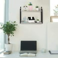 thumbnail image 2 of 2 Tiers Floating Wall Mounted Shelves Rustic Wood Storage Hanging Shelf for Kitchen, Bathroom, 2 of 5