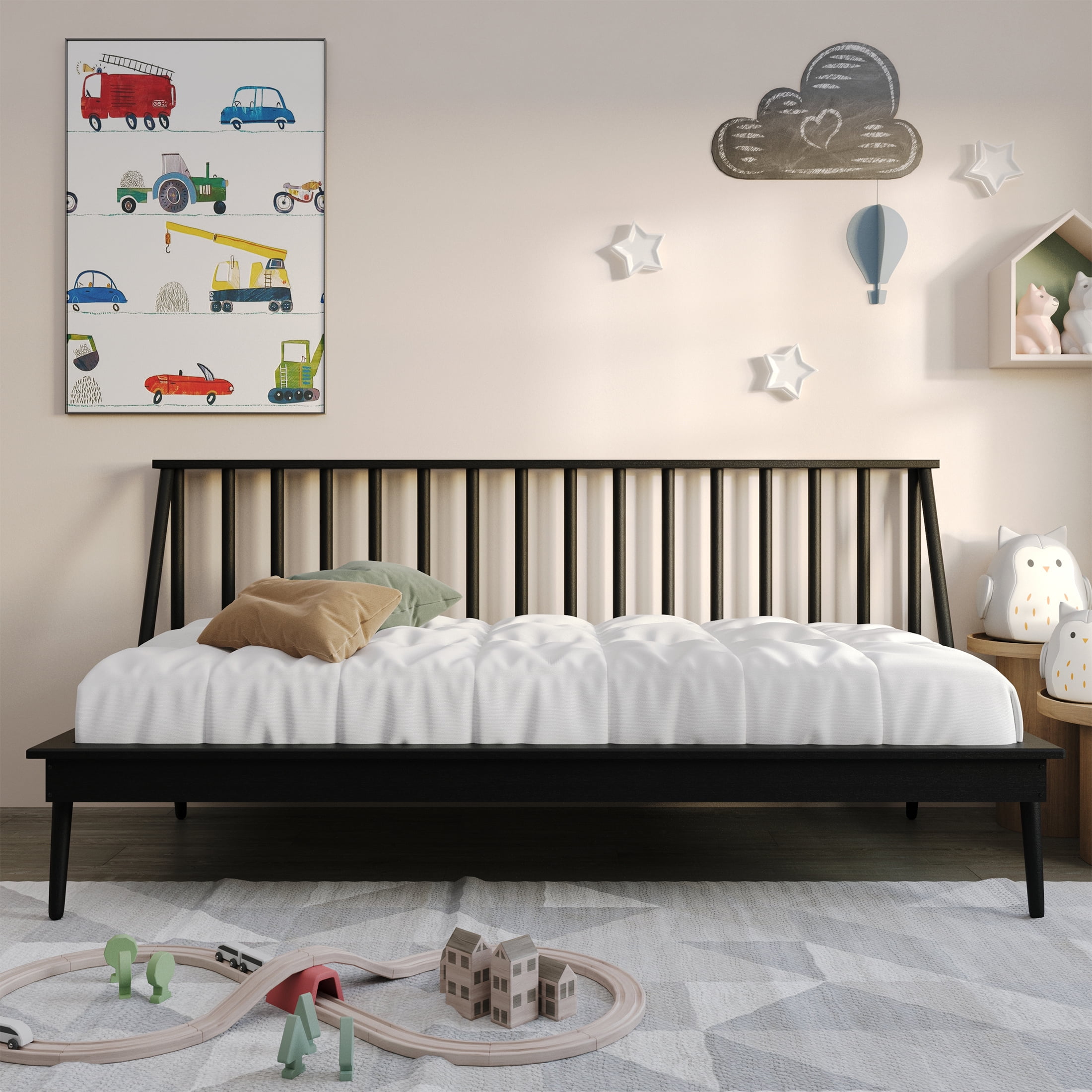 Castle Place Vintage Spindle Twin Size Wooden Daybed, Black