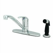 T&S Brass - Single Lever Faucet, 48'' Sidespray, 9'' Spout, Swivel Base, Flex Supplies, 10'' Deckplate