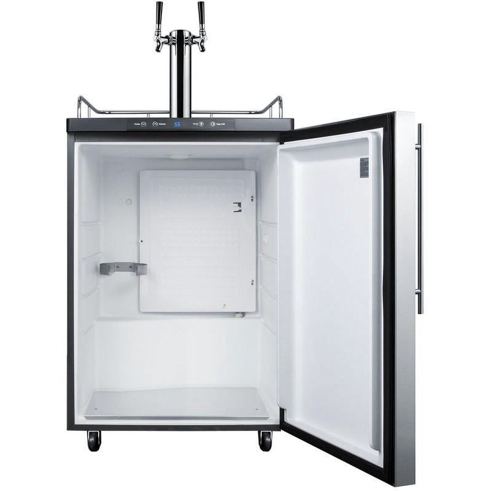 Summit 24-Inch 5.6 Cu. Ft. Freestanding Double Tap Beer Dispenser / Kegerator With Professional Handle