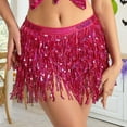 thumbnail image 3 of sunsanly Women Belly Dance Skirt Chain Tassel Sequin 3-layer Lace-up Bohemian Clubwear Performance Mini Waist Wrap Latin Dance Practice Short Skirt Hip Waist Scarf, 3 of 8