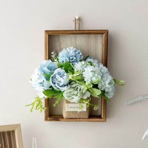 Rustic Wooden Hanging Artificial Floral Arrangement Elegant Wall Decor Perfect For Living Room Bedroom Kitchen Entryway And Home Accent