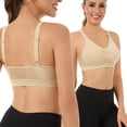 thumbnail image 4 of Byworldtasic Womens Plus Size Seamless Mesh Breathable Wireless Bra Gathered Front Design Bralette Adjustable Soft Bra, 4 of 8