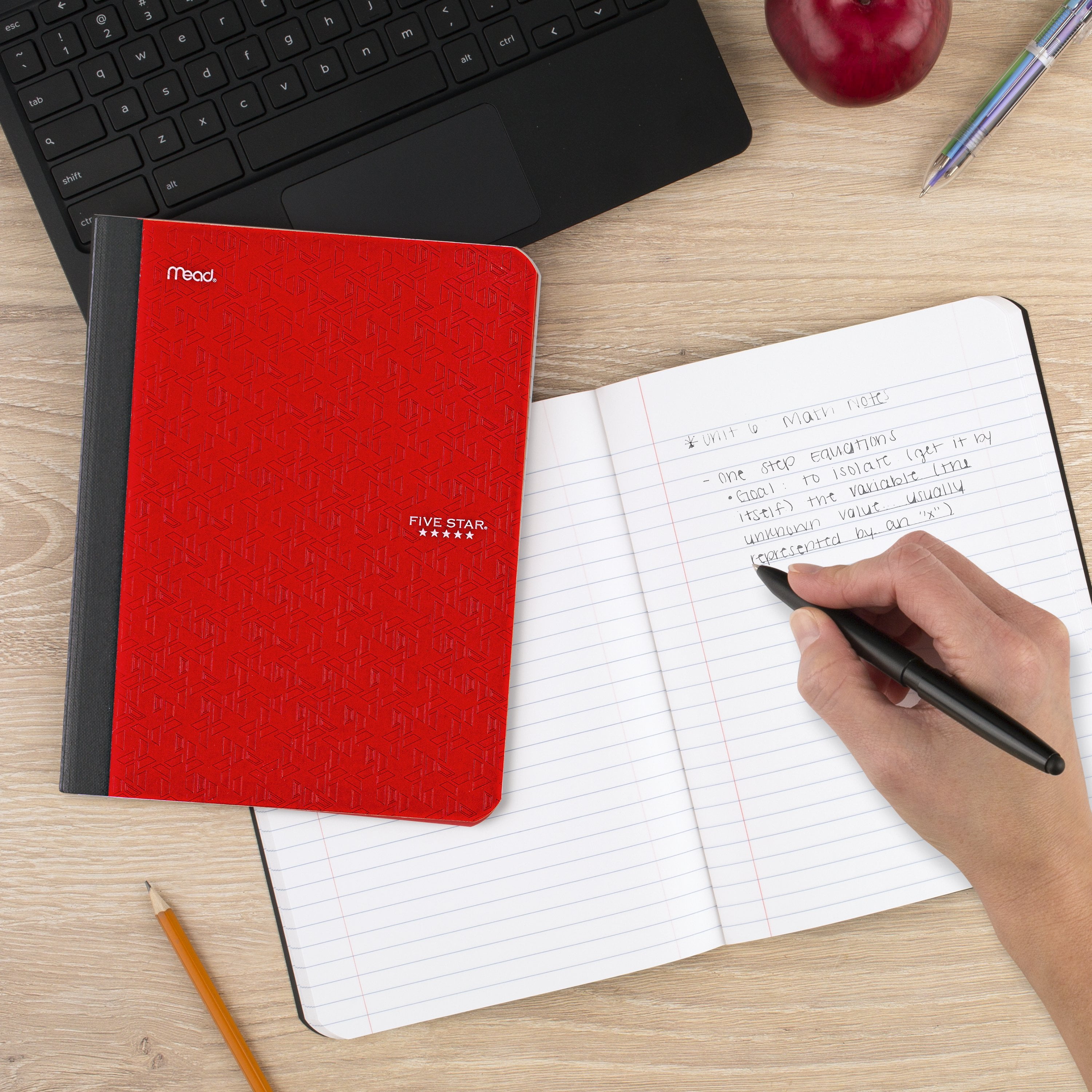 (4 pack) Five Star Composition Book, Wide Ruled, 100 Sheets, Fire Red (950000H-WMT)
