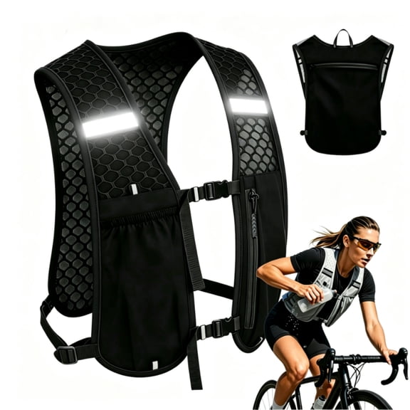 Running Vest for Women and Men, Lightweight Running Vest with Phone Pocket Outdoor Hiking Cycling Backpack Water Bottle Holder