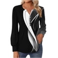 thumbnail image 1 of FAIWAD Tunique à Manches Longues Col en V pour Femmes Imprimé Plissé Superposé Boutonné Pull-Over Slim, 1 of 5