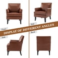 thumbnail image 6 of Modern Vegan Leather Accent Chair, Upholstered Sofa Chair with Arms & Wooden Legs for Home Living Room Brown, 6 of 8