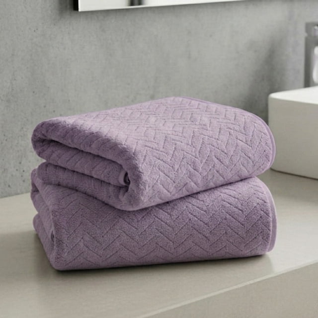Pack de 2 Toallas de Microfibra Grandes (140x70 cm) Extra Suaves y de Secado Rápido para Baño, Alberca, Gimnasio y Viaje, Mod. Lila
