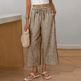 thumbnail image 4 of Lmueinov Women's Gingham Checkered Drawstring Wide Leg Capri Pants, Ruffle Elastic Waist Casual Trousers with Pockets, Summer Vacation Beach Daily Wear Cropped Pants for Women S-2XL, 4 of 6