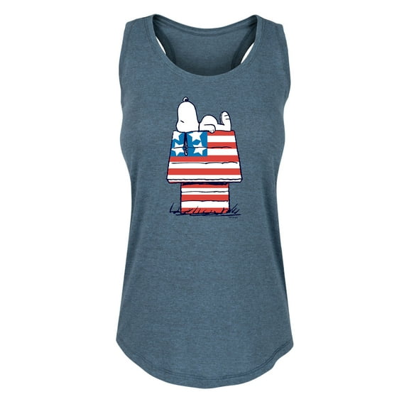 Peanuts - Flag House - Women's Racerback Tank