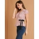 thumbnail image 4 of INSPIRE CHIC Blusa Estampado Floral Cuello V Manga Del Casquillo Cintura De Lazo Envuelva Peplum Top Para Mujeres Beige L, 4 of 6