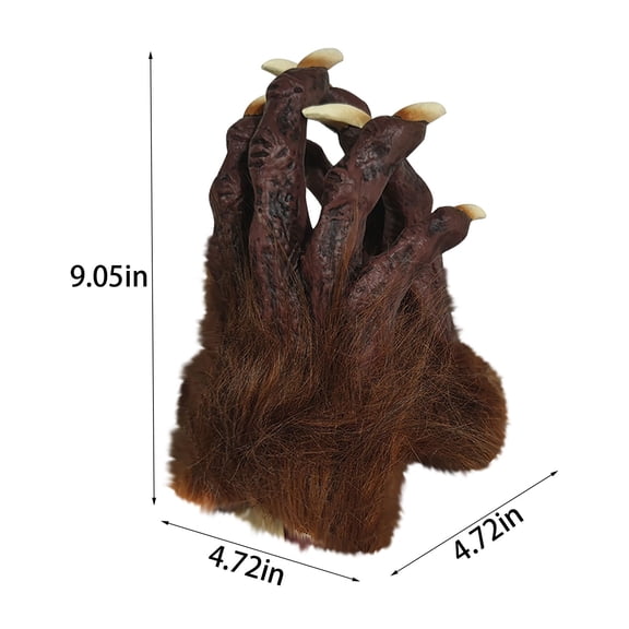 Clearance Under $6.24! 1PAIR Halloween Werewolf Gloves, Latex Plush Claws for Cosplay & Costume Parties, Rubber, (One Size, Wine)