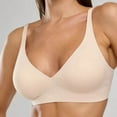 thumbnail image 4 of SMihono Womens Wireless Seamless Bras Deep V No Underwire Push Up Bras Supportive Full Coverage Bralettes Plunge T Shirt Bra Beige S, 4 of 8