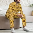 thumbnail image 7 of Sikiie Abstract Leopard Print Sunflower Mens Pajama Set, Soft Warm Long Sleeve Sleepwear, Cozy Button-Down Pjs for Men-XX-Large, 7 of 7