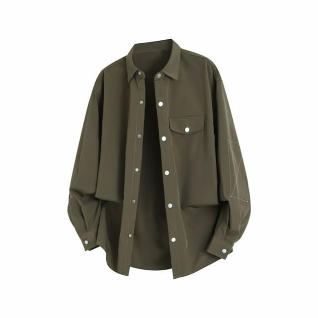 Seeotter Men’s Lightweight Button Down Shirt Jacket Casual Shacket Long Sleeve Loose Lapel Overshirt Cardigans
