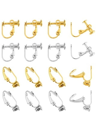 12pcs Clip on Earrings Converter,2 Styles Screw Earring Clips for Non-Pierced Ears,Clip on Earring Converter for Dangling Earrings and StudsGold
