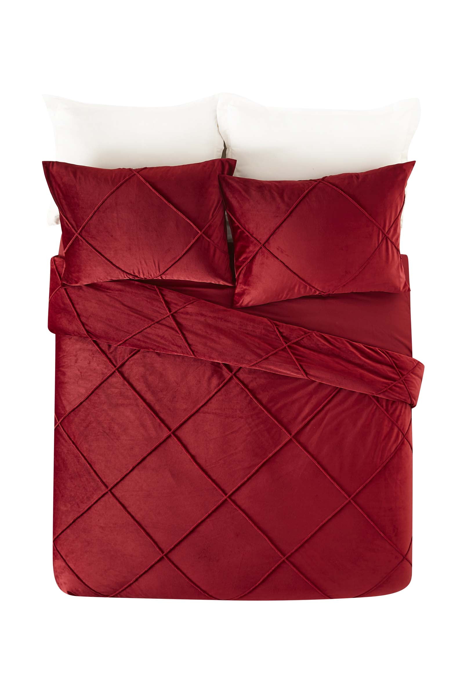 Better Homes & Gardens Embroidered Velvet 3pc Set Full/Queen Red