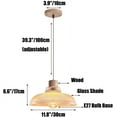 thumbnail image 2 of Wood Glass Pendant Light for Dining Room, Round Vintage Farmhouse Pendant Light Fixture, Modern Nordic Pendant Lighting, Retro Rustic Pendant Lamp for Kitchen Island Over Table Above Sink, 2 of 7