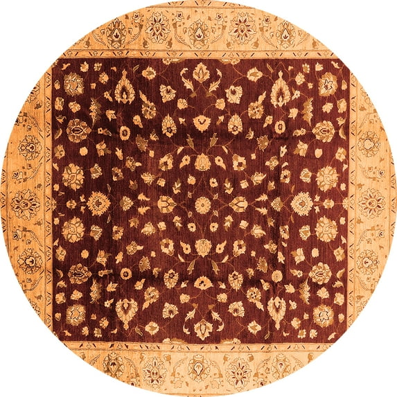 Ahgly Company Indoor Round Oriental Orange Industrial Area Rugs, 8' Round