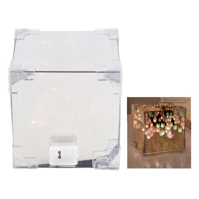 Lámpara De Espejo Tulip Cube, Luz Nocturna Tulip Cube 20 Flores Hechas A Mano Para Amigos Para Aniversarios