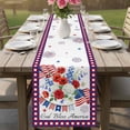 thumbnail image 4 of 250th Anniversary Floral Table Runner 120 Inches, Red Blue Stars 4th of July Bed Runner Dresser Scarves Tabletop for Indoor Outdoor Parties/Ceremony/Banquet, 13"x 120", 4 of 9