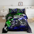 thumbnail image 2 of Manfei Motorcycle Motocross 2pcs Bedding Comforter Set,Honeycomb Grid Twin Comforter Sets,Blue Green Bedding Set,Super Cozy Sport Bedroom Decorative,Reversible, 2 of 8