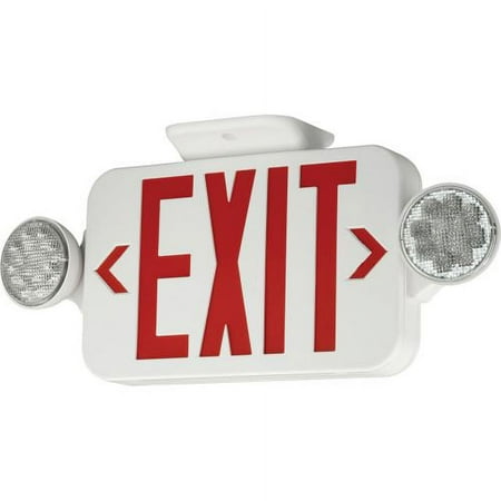 Progress Lighting PE010 LED Exit Sign with Red Letters and Integral Emergency Ba
