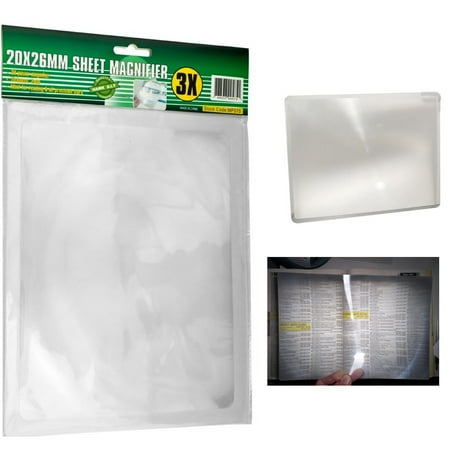 - Full Page Magnifying Sheet 3X Magnifier Lens Reading Books Glass Vision Loupe !