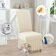 thumbnail image 5 of SUKAIKEQA Dining Room Chair Covers Set of 6, Stretch Parsons Slipcovers with Skirt Super Fit Spandex Chair Seat Protector Cover for Dining Room, Hotel, Ceremony,Beige, 5 of 6