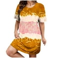 thumbnail image 2 of Sakmal Plus Size Womens Dresses Spring Midi T Shirt Orange Dress Short Sleeve Tie Dye Dresses for Women, 2 of 5