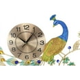 thumbnail image 4 of Ebros 30" Wide Large Iridescent Peacock Gold Plated Metal Wall Clock Analog Face, 4 of 5