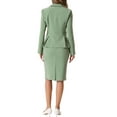 thumbnail image 3 of Conjunto de falda de 2 piezas para mujer INSPIRE CHIC, blazer peplum, falda lápiz de cintura alta, atuendo de trabajo, verde guisante, 3 of 6