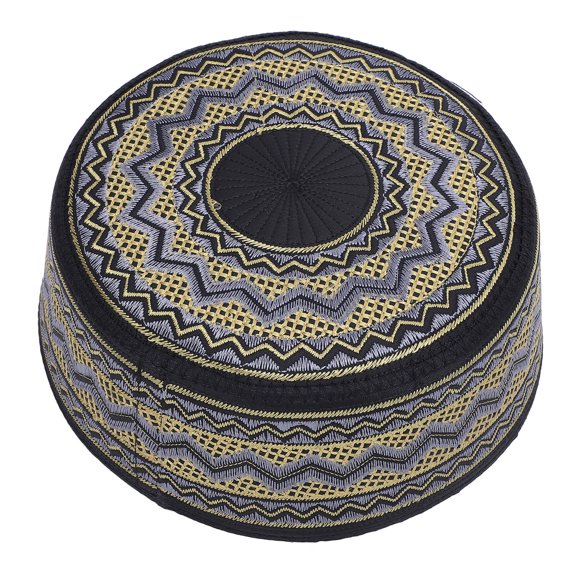 Muslim Prayer Kufi Hat Men, Men Islam Skull Embroidery Cap Beanie Hat Arabian Omani Turkish Prayer Headwear for Weddings Prayers Eid Religious Ceremonies