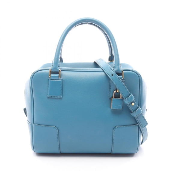 Pre-Owned Loewe Amazona 19 Square 2-Way Handbag, Leather, Women's, Blue