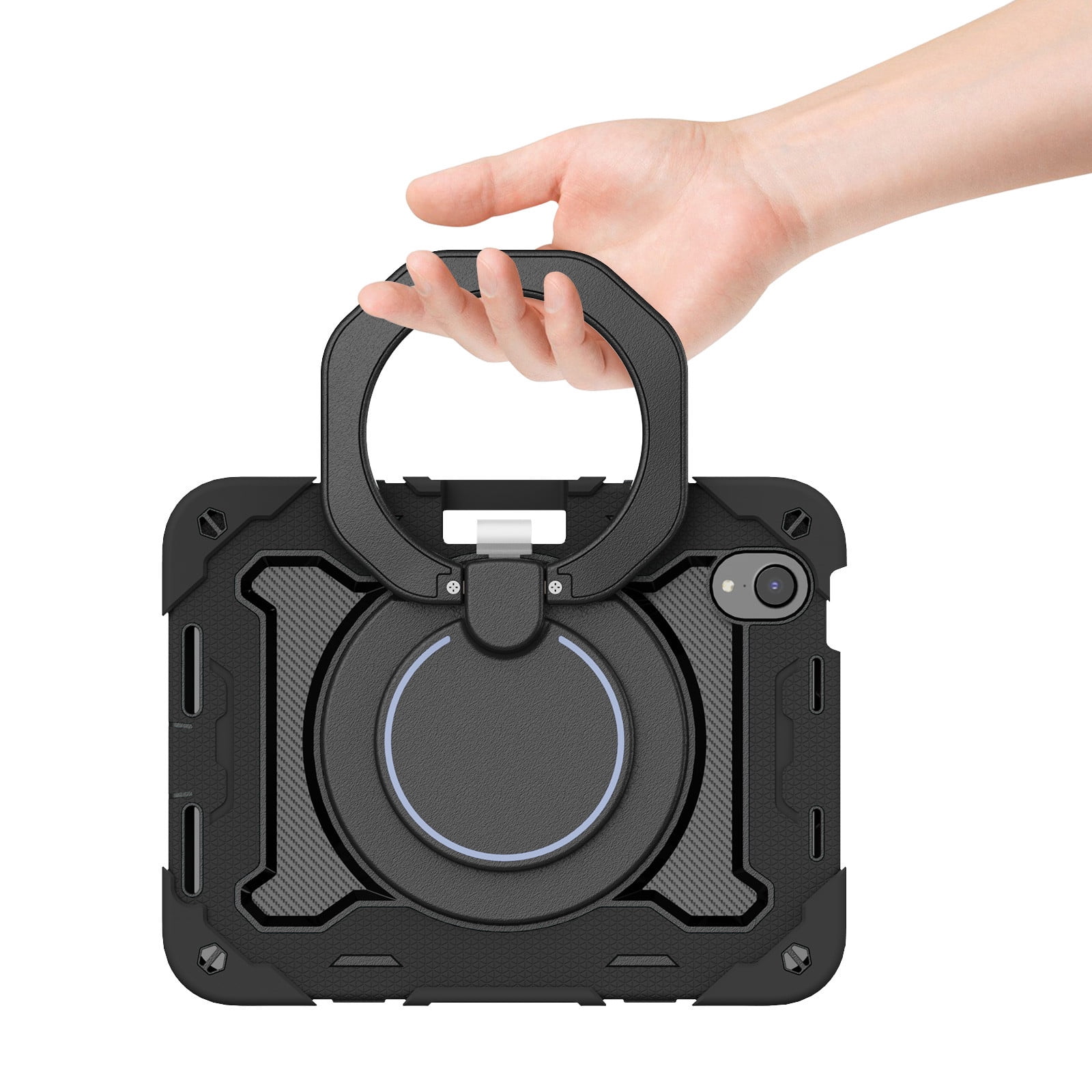 Labanema iPad Mini 6 Case, Mini iPad 6 Case with 360 Degree Swivel Kickstand Pencil Holder, Anti Shock Apple iPad Mini 6 Case, iPad Mini 6 2021 Case (Black)