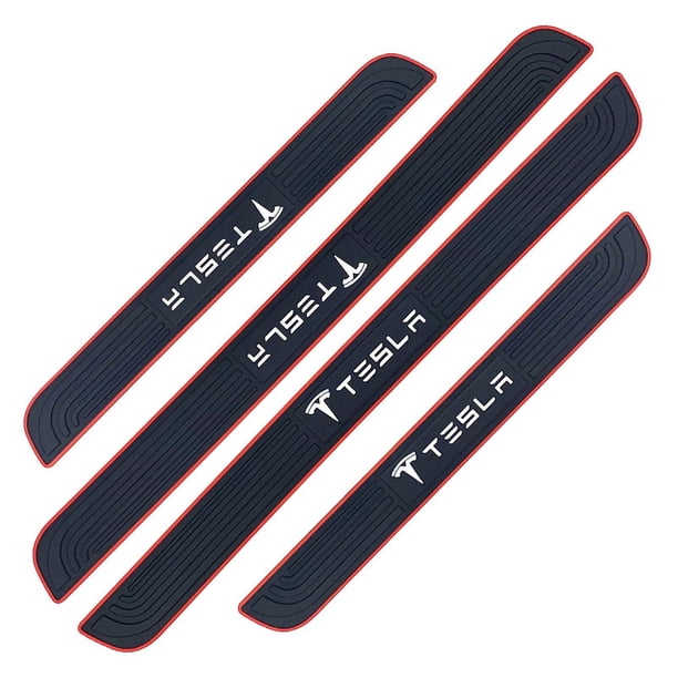 protectores de umbral de puerta de coche, adhesivos para coche, lámina adhesiva para protección de umbral de puerta, placa protectora de PVC blando (Tesla)