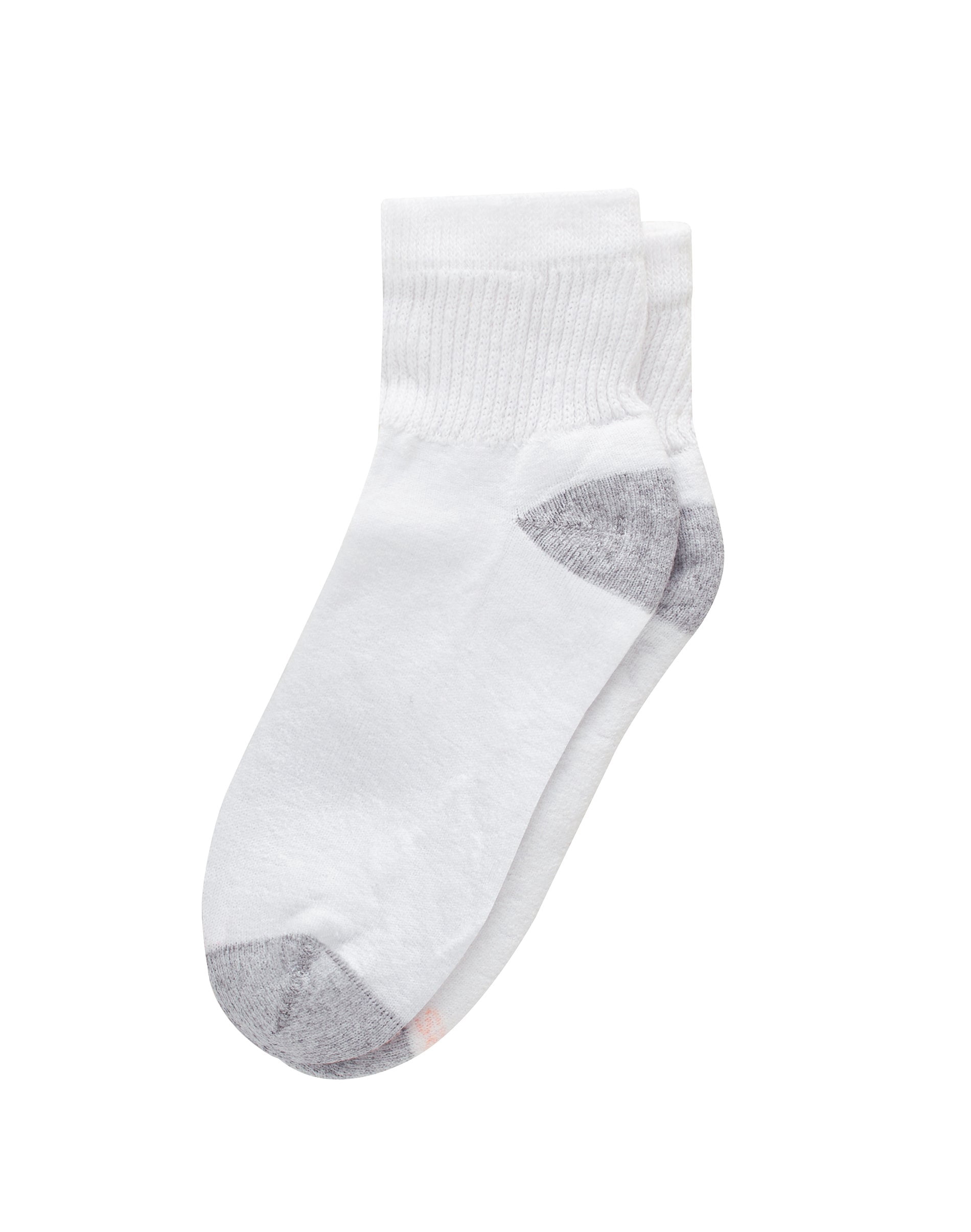 Hanes 6-Pack Women's Ankle Socks Cushioned  Cool Comfort  White Grey Shoe sz 8-12