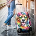 thumbnail image 3 of Hippie Beagle Portrait Watercolor Tie-Dye Vintage Styles Travel Luggage Cover Beagles Dog Lover Gifts Idea Suitcase Dust Protective Decor - 00014, 3 of 5