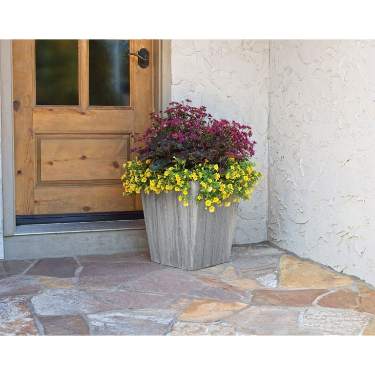 4 pack) Suncast 6-inch Indoor/Outdoor Resin Flower Planter, Black 