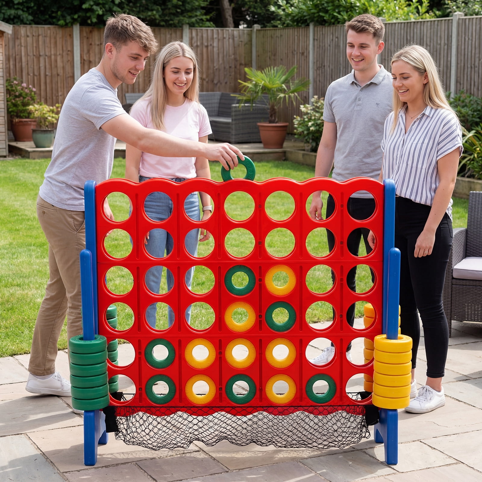 Costway 4-to-Score Giant Game Set 4-in-a-Row Connect Game with Storage Net for Kids & Adult