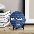 thumbnail image 3 of Signs ByLITA Circle Round THE BLOGGER Table Sign Blue Wood (5x5"), 3 of 4