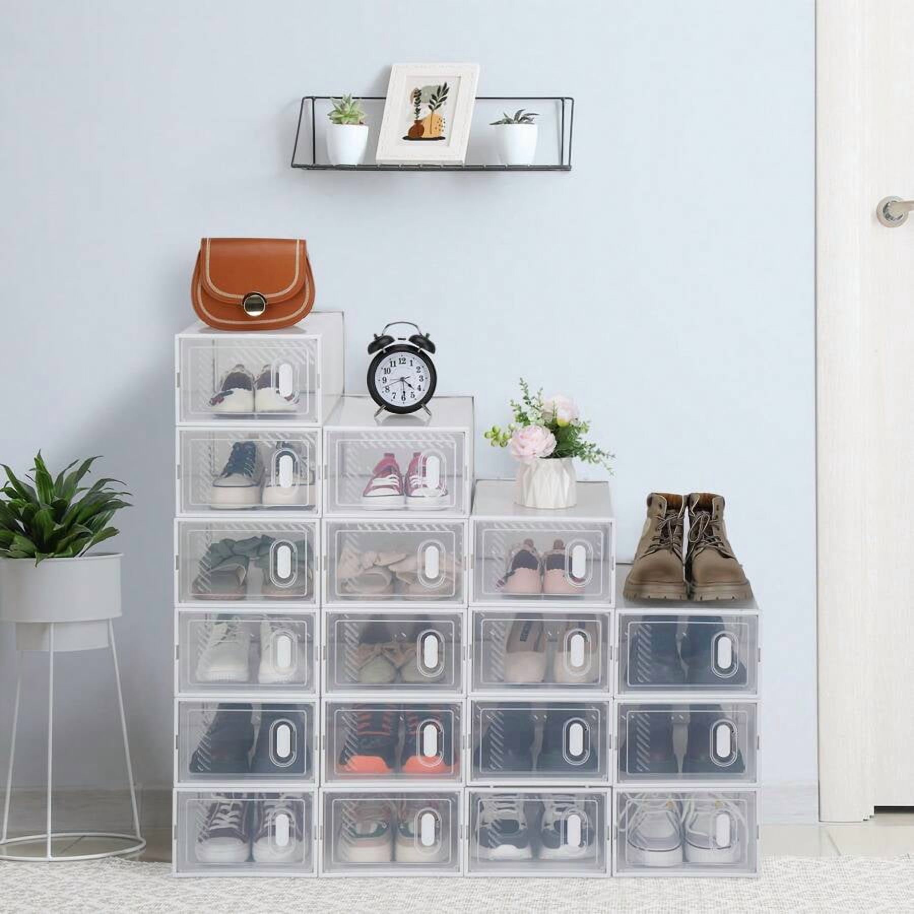 Shoes Storage 10 Pack Stackable Shoe Organizer Boxes | Clear Magnetic ...
