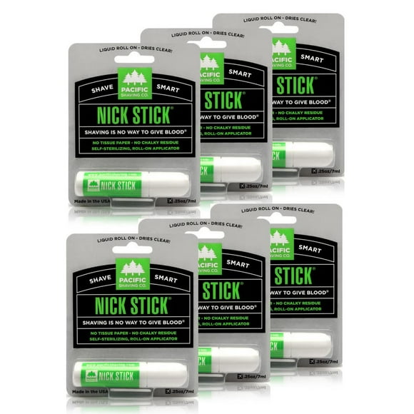 Pacific Shaving Company Nick Stick - A Shave Essential - Puts Nicks in Their Place - Liquid Roll-On Applicator Dries Clear - With Vitamin E & Aloe Vera (0.25 Oz 6 Pack)