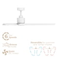 thumbnail image 3 of Delta 52in 3-Blade Smart Ceiling Fan or Flush Mount Fan 2700K-6000K CCT Tunable Range LED Light Kit with White Hardware in White Blades Works With iOS or Android App, 3 of 10