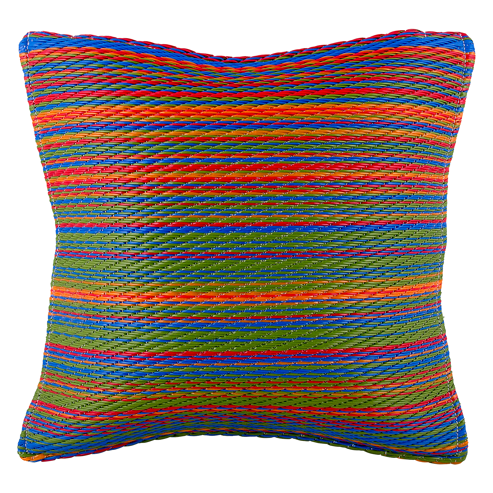 Fab Habitat Outdoor Premium Recycled Plastic Pillow - Waterproof, Fade Resistant - Striped - Patio, Porch, Deck, Balcony - Cancun - Multicolor - 16.5" x 16.5"