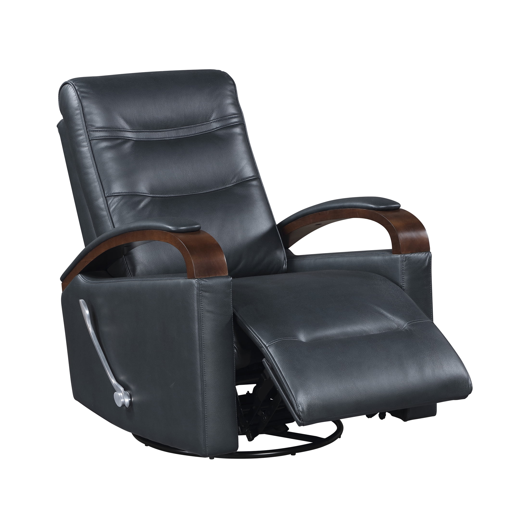 OakvillePark Goldenmere Faux Leather Swivel Glider Reclining Chair, Dark Blue