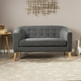 thumbnail image 2 of GDF Studio Brony Grey Fabric Mid Century Modern Loveseat, 2 of 10